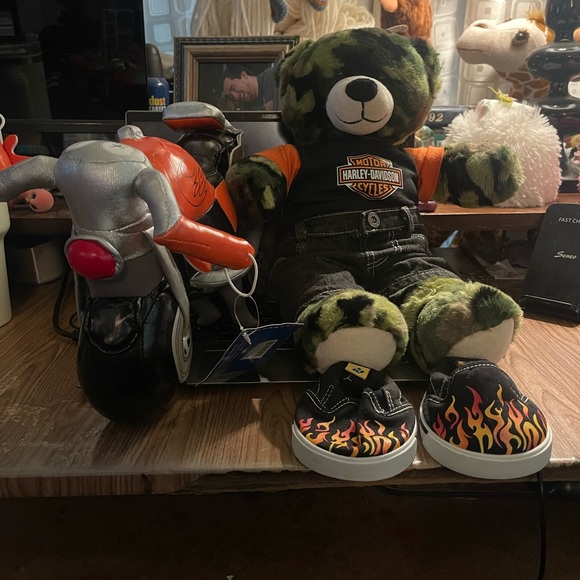 Other - Camo build a bear with Harley Davidson outfit and bike